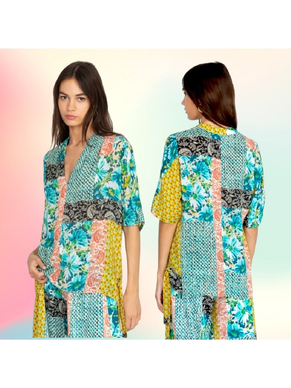 JOHNNY WAS Ravenne Blouse Paisley Top Floral Tropical Vacation Boho Cabincore